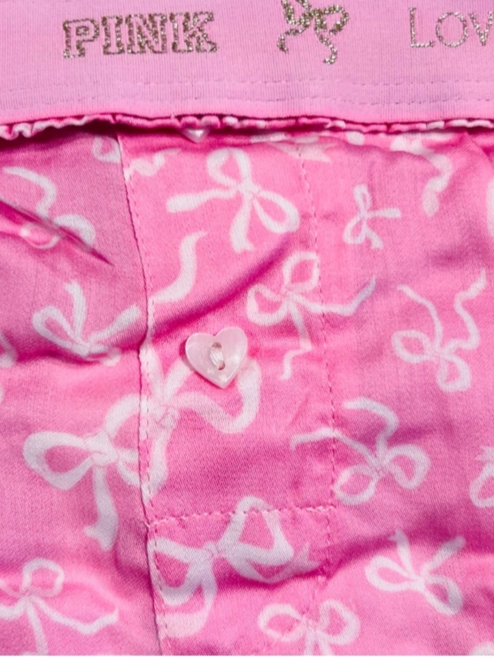 Excellent VS Pink X LoveShackFancy Satin Sleep Shorts w/ Bows Size Small - Picture 3 of 14